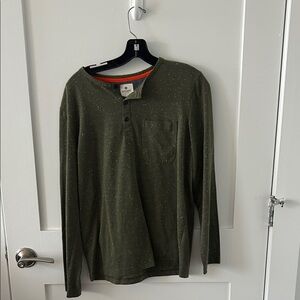 Sperry Olive Green Speckled Henley Shirt